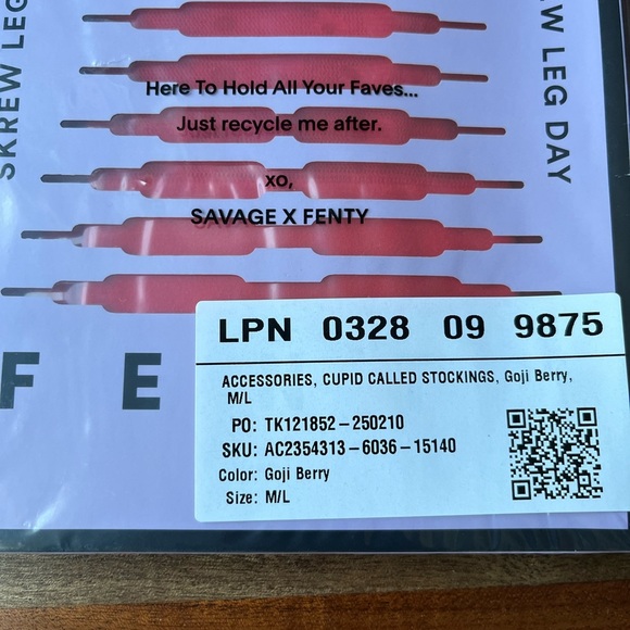 Savage X Fenty Goji Berry Red Cupid Called Thigh High Stockings - Picture 9 of 10